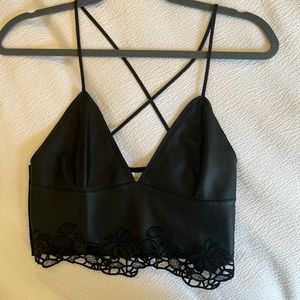 Zara Vegan Leather Tank with Lace detail